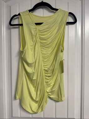 Anthropologie Ruched Sleeveless Tank - Pale Yellow